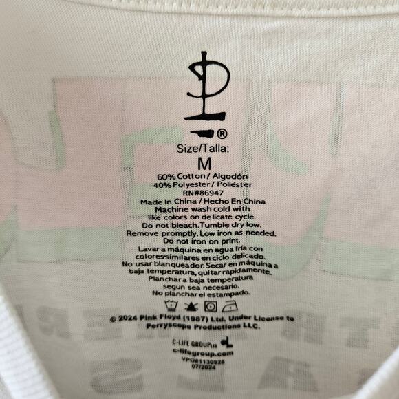 Pink Floyd Retro Shirt Reproduction 1977 Concert Tee White Medium - Picture 2 of 7